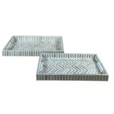 Snack bakke Home ESPRIT Hvid Brun Tropisk 46 x 27 x 4,5 cm (2 enheder) #1