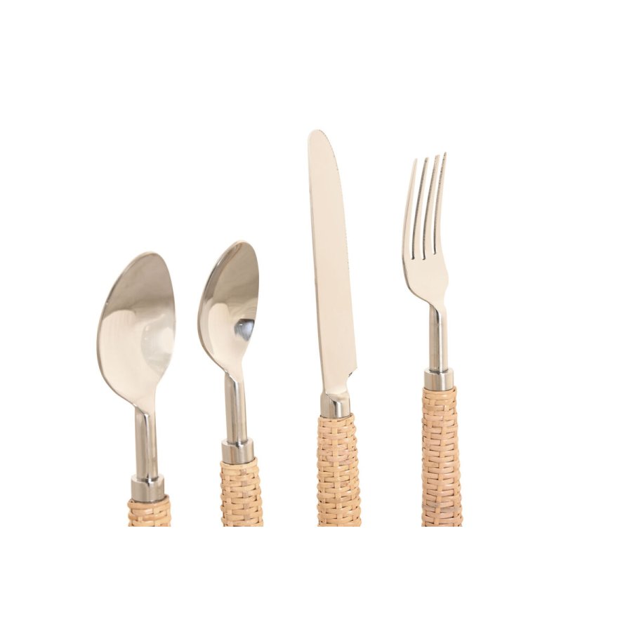 Bestik Home ESPRIT Slvfarvet Natur Rustfrit stl Spanskrr 4,5 X 2 X 21 CM 16 Dele #3