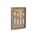 Bestik Home ESPRIT Hvid Gylden Rustfrit stl Perlemor 4,5 X 2 X 21 CM 16 Dele #2