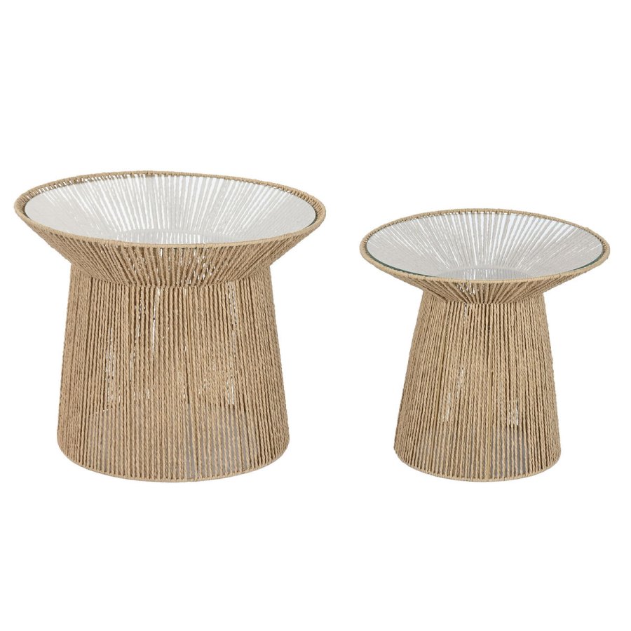 S�t med 2 borde Home ESPRIT Lys brun 55 x 55 x 46 cm #5