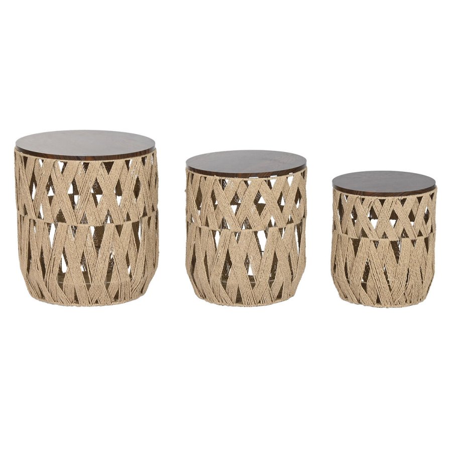 S�t med 3 borde Home ESPRIT Brun 40 x 40 x 45 cm (3 Dele) #1