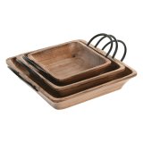 Borddekoration Home ESPRIT Brun Sort Natur 38 X 36 X 9 CM (3 Dele) #4