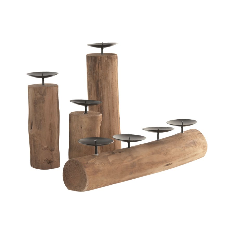 Set med d�kkeservietter Home ESPRIT Brun Sort Natur Jern Teak 8 x 8 x 30 cm (3 enheder) #6