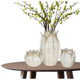 Vase Home ESPRIT Fldefarvet Keramik Blad af en plante 19 x 19 x 33 cm #2