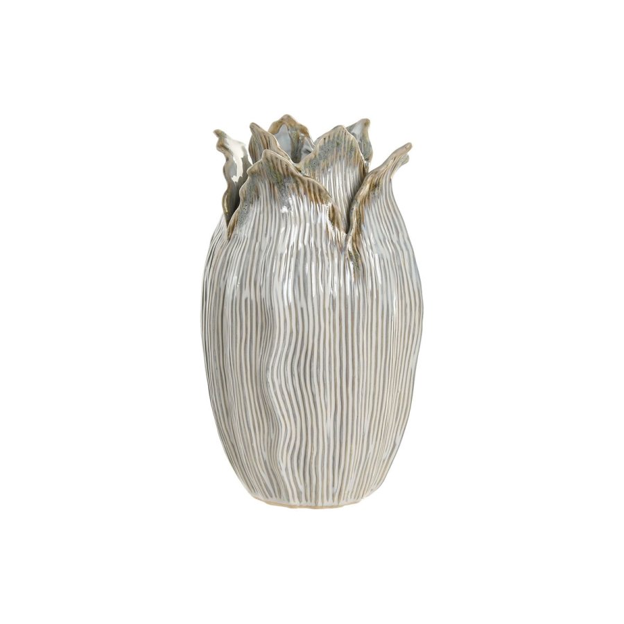 Vase Home ESPRIT Fldefarvet Keramik Blad af en plante 19 x 19 x 33 cm #1