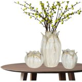 Vase Home ESPRIT Fldefarvet Keramik Blad af en plante 22 x 22 x 19 cm #2