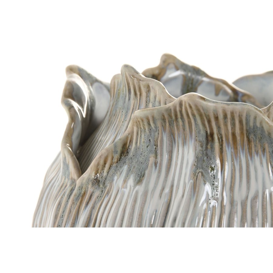 Vase Home ESPRIT Fldefarvet Keramik Blad af en plante 22 x 22 x 19 cm #3