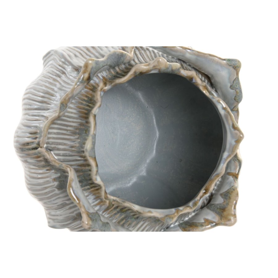 Vase Home ESPRIT Fldefarvet Keramik Blad af en plante 22 x 22 x 19 cm #4