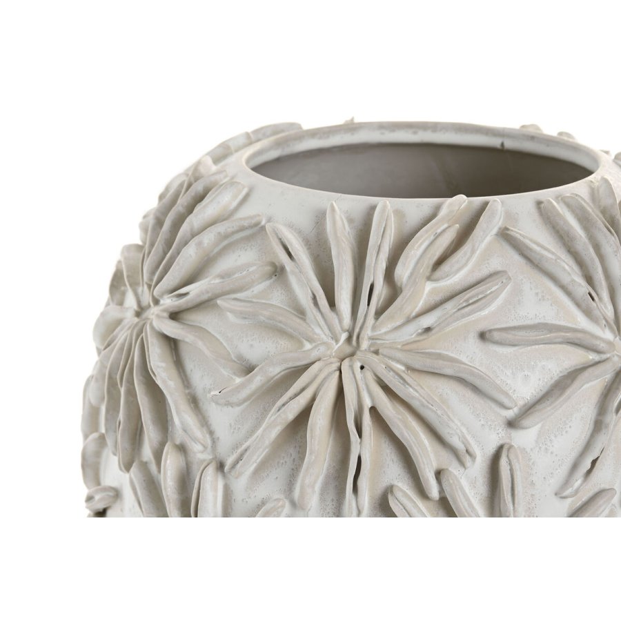 Vase Home ESPRIT Hvid Keramik Traditionel stil Blad af en plante 27 x 27 x 35 cm #2