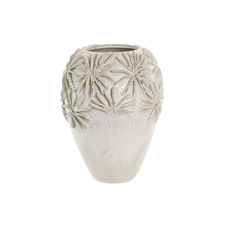 Vase Home ESPRIT Hvid Keramik Traditionel stil Blad af en plante 27 x 27 x 35 cm #1