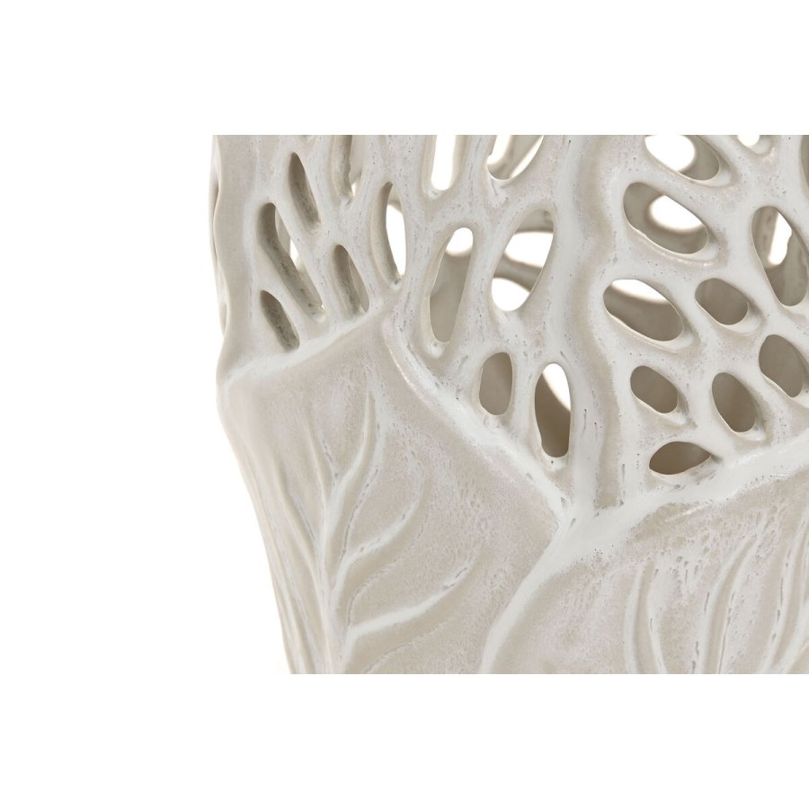 Vase Home ESPRIT Hvid Keramik Blad af en plante 18 x 18 x 25 cm #2