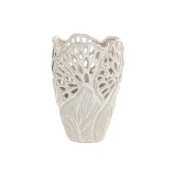 Vase Home ESPRIT Hvid Keramik Blad af en plante 18 x 18 x 25 cm #1
