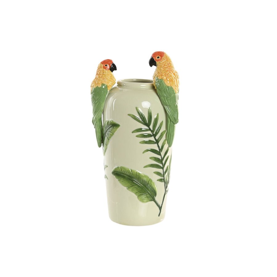 Vase Home ESPRIT Gul Gr�n Keramik Tropisk 21 x 21 x 24 cm #1