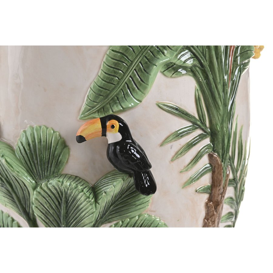 Vase Home ESPRIT Gr�n Beige Keramik Fugle Tropisk 26 x 26 x 33 cm #2