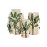 Vase Home ESPRIT Gr�n Beige Keramik Fugle Tropisk 26 x 26 x 33 cm #4