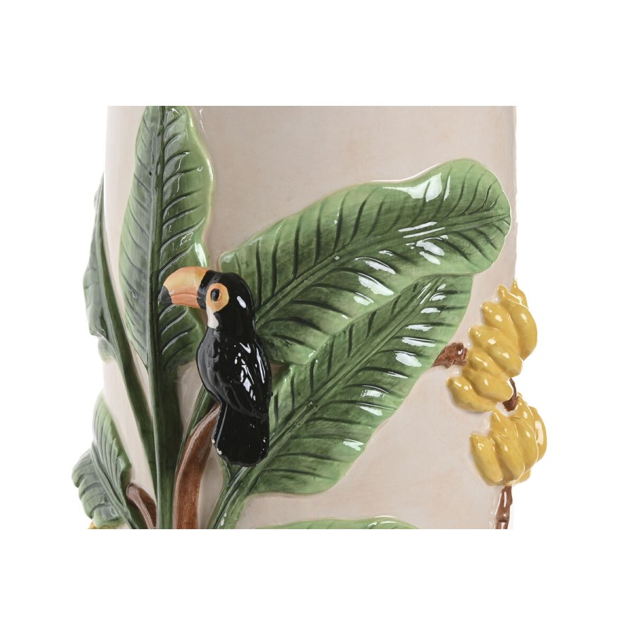 Vase Home ESPRIT Gr�n Beige Keramik Fugle Tropisk 17 x 17 x 30 cm #2