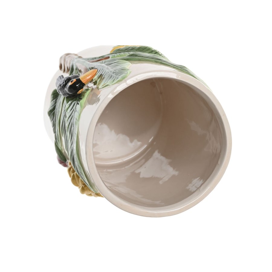 Vase Home ESPRIT Gr�n Beige Keramik Fugle Tropisk 17 x 17 x 30 cm #3