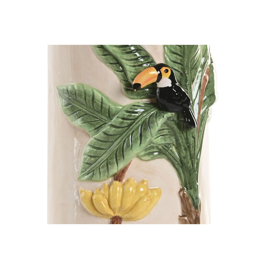 Vase Home ESPRIT Gr�n Beige Keramik Fugle Tropisk 12 x 12 x 22 cm #2