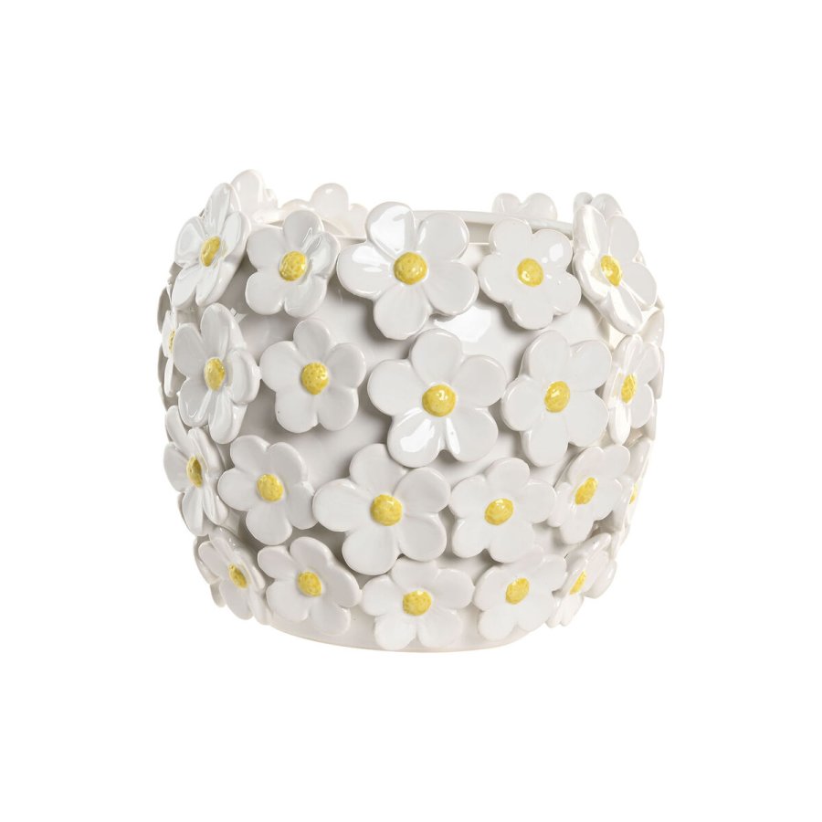 Vase Home ESPRIT Gul Hvid Keramik Shabby Chic 21 x 21 x 18 cm #1