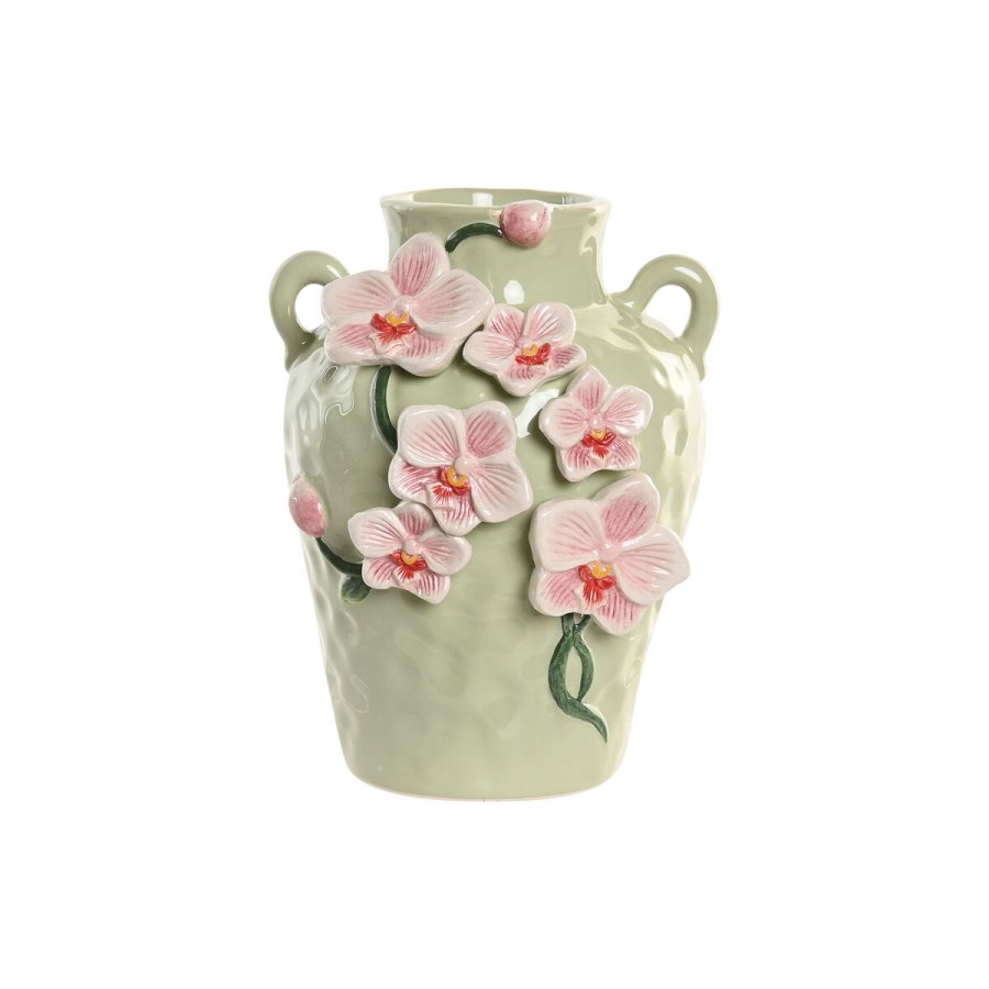 Vase Home ESPRIT Gr�n Pink Keramik Orientalsk 15 x 15 x 20 cm #1