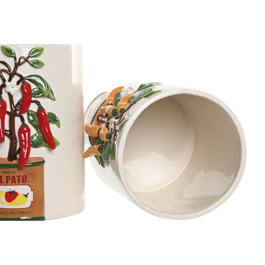 Vase Home ESPRIT Hvid R�d Gr�n Keramik Urban Peber 22 x 22 x 28 cm (2 enheder) #3