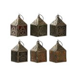 Laantarn Home ESPRIT Gylden Metal Krystal Araber 6 x 6 x 10 cm (6 enheder) #1