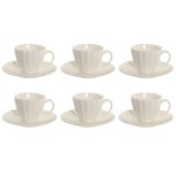 S�t med 6 kopper og underkopper Home ESPRIT Hvid Porcel�n 150 ml #1