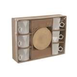 S�t med 6 kopper og underkopper Home ESPRIT Hvid Porcel�n 180 ml #4