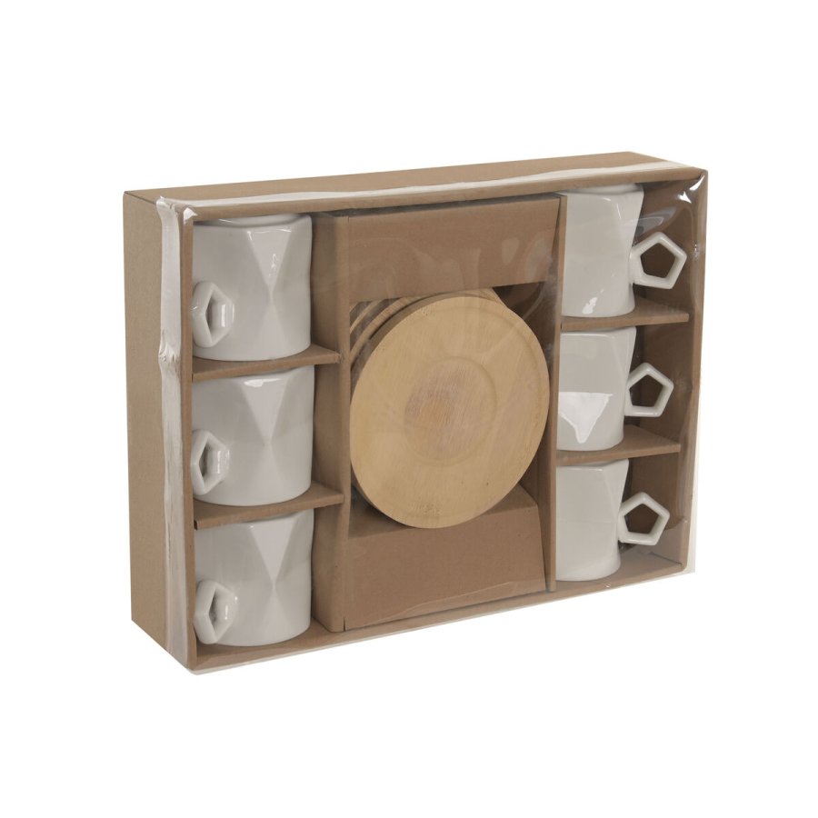 S�t med 6 kopper og underkopper Home ESPRIT Hvid Porcel�n 180 ml #4