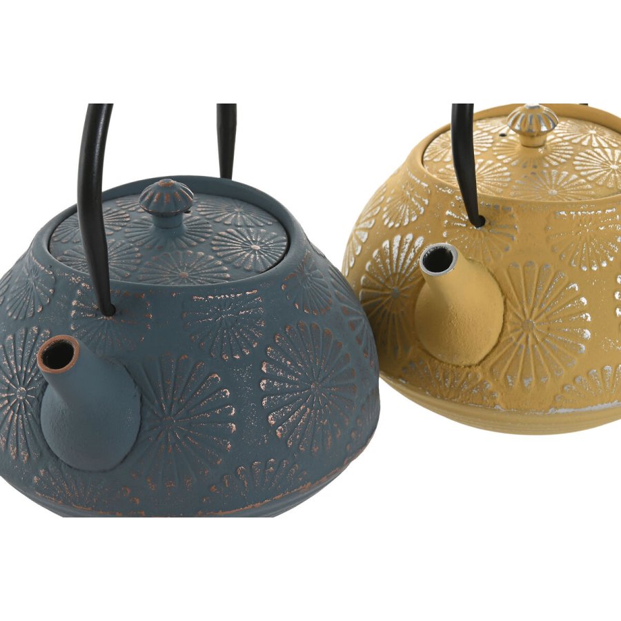 Tekande Home ESPRIT Gul Turkisbl� Rustfrit st�l Jern 1,2 L (2 enheder) #2