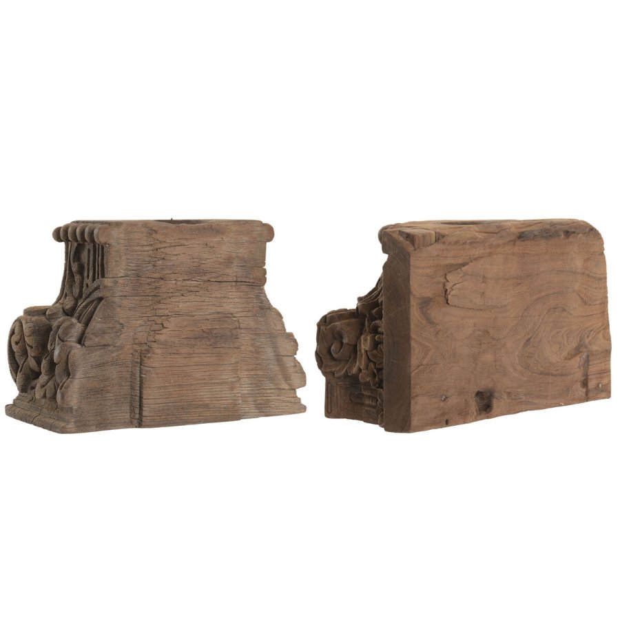 Lyseholder Home ESPRIT Teak 26 x 26 x 30 cm (2 enheder) #6