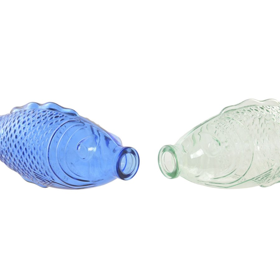 Vase Home ESPRIT Bl� Turkisbl� Krystal Middelhavet 10 X 7 X 26,3 CM (2 enheder) #5