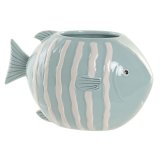 Vase Home ESPRIT Hvid Himmelbl� Stent�j Middelhavet 24 x 14 x 14 cm #1