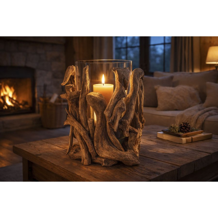 Vase Home ESPRIT Brun Krystal Teak Natur 40 x 40 x 50 cm #2