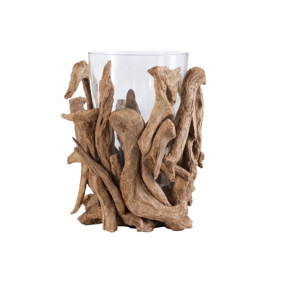 Vase Home ESPRIT Brun Krystal Teak Natur 40 x 40 x 50 cm #1