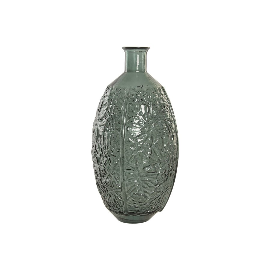 Vase Home ESPRIT Gr�n Genbrugsglas Tropisk Blad af en plante 29 x 29 x 59 cm #1