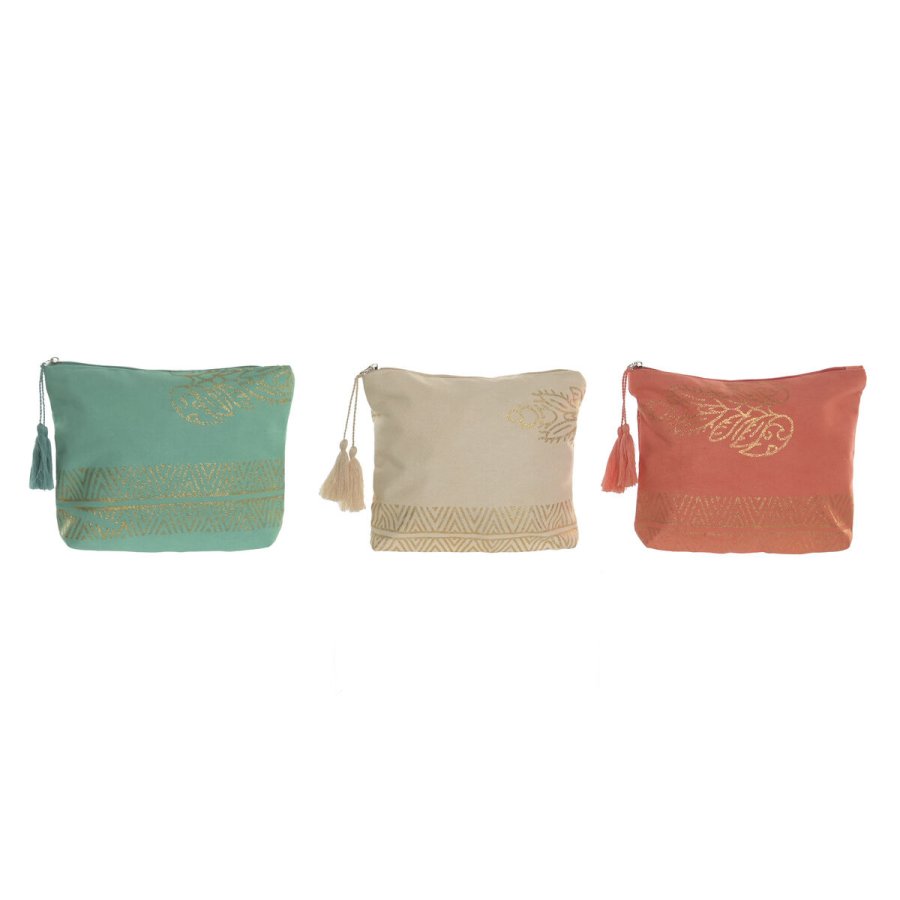 Rejsetoilettaske Home ESPRIT Gr�n Beige Gylden Koral Middelhavet 20 x 5 x 25 cm (3 enheder) #4