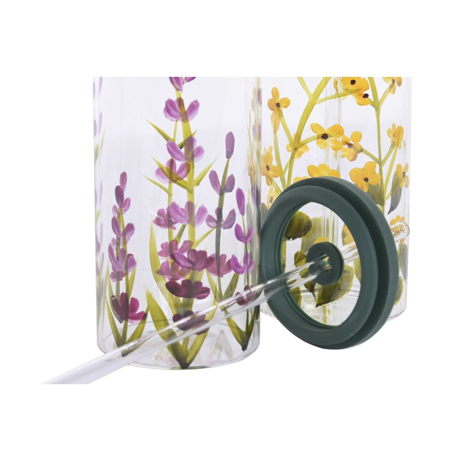 Kop med Suger�r Home ESPRIT Multifarvet Silikone Borosilikatglas (2 enheder) #2