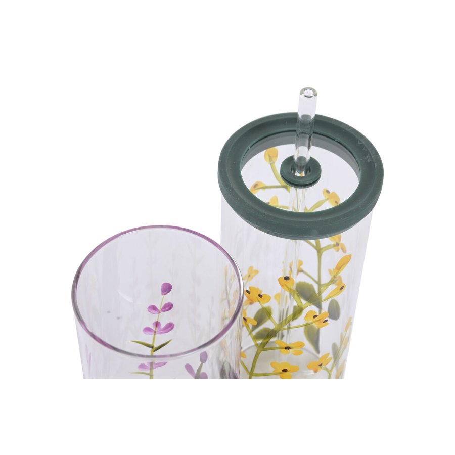 Kop med Suger�r Home ESPRIT Multifarvet Silikone Borosilikatglas (2 enheder) #3