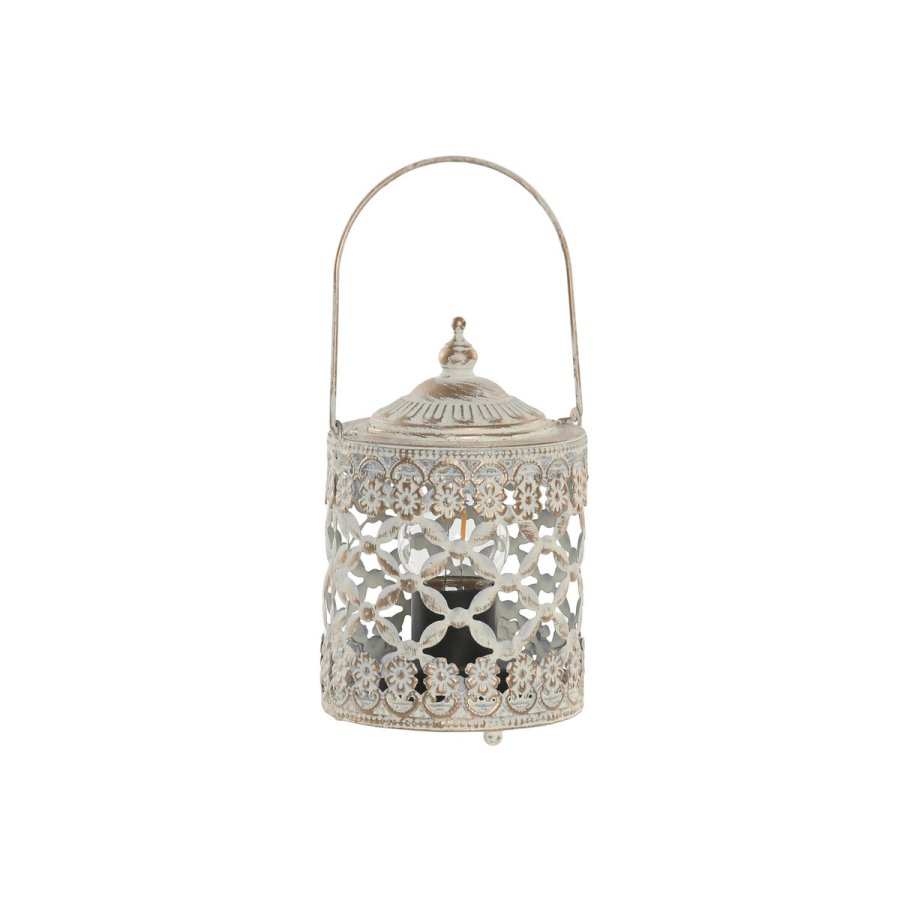 Laantarn Home ESPRIT Hvid Gylden Metal Krystal Araber 9 x 9 x 14,5 cm #1