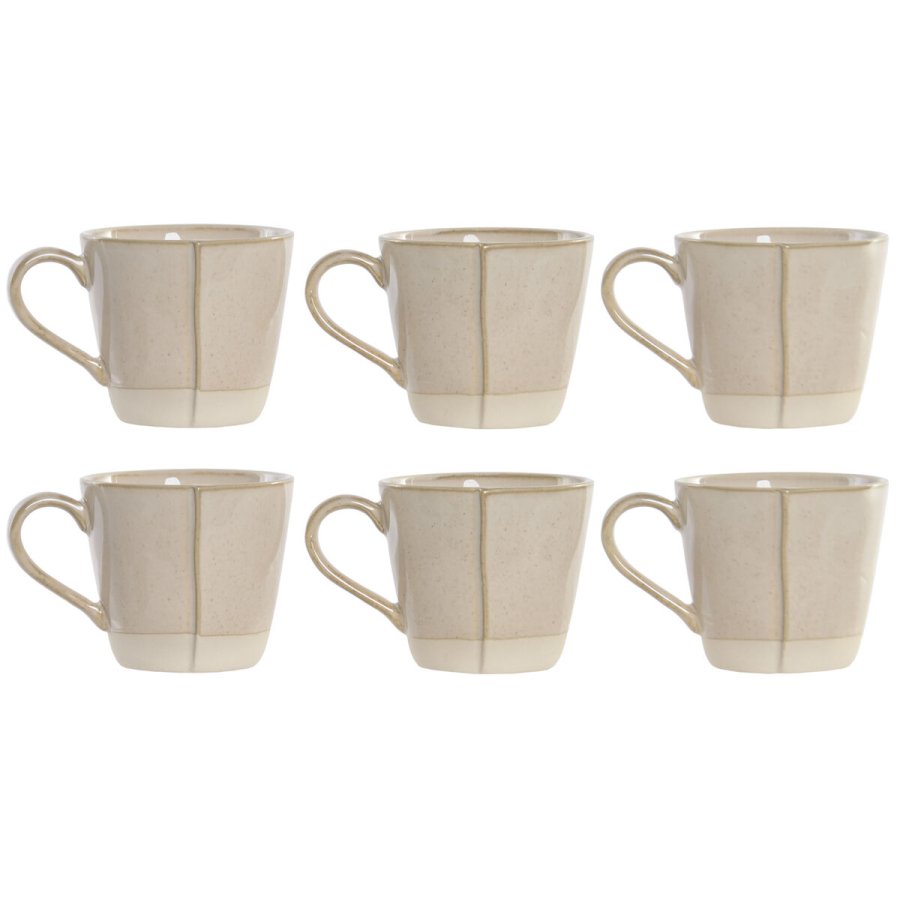 Set med kopper Home ESPRIT Beige Urban 160 ml #2