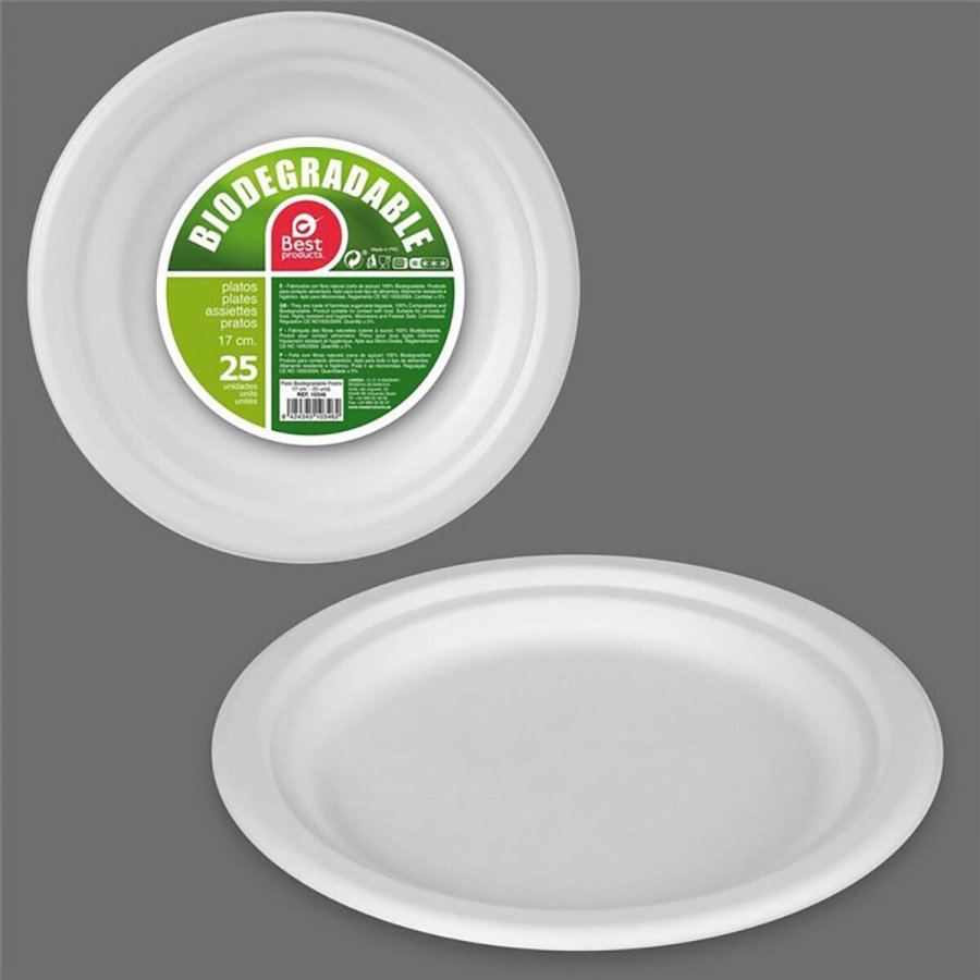 plade Best Products Green Sukkerrr  17 cm Hvid Biologisk nedbrydelig Engangsanvendelse 25 enheder #2