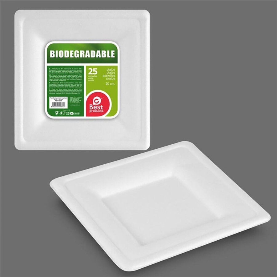 plade Best Products Green Sukkerrr  20 cm Hvid Biologisk nedbrydelig Engangsanvendelse 25 enheder #2