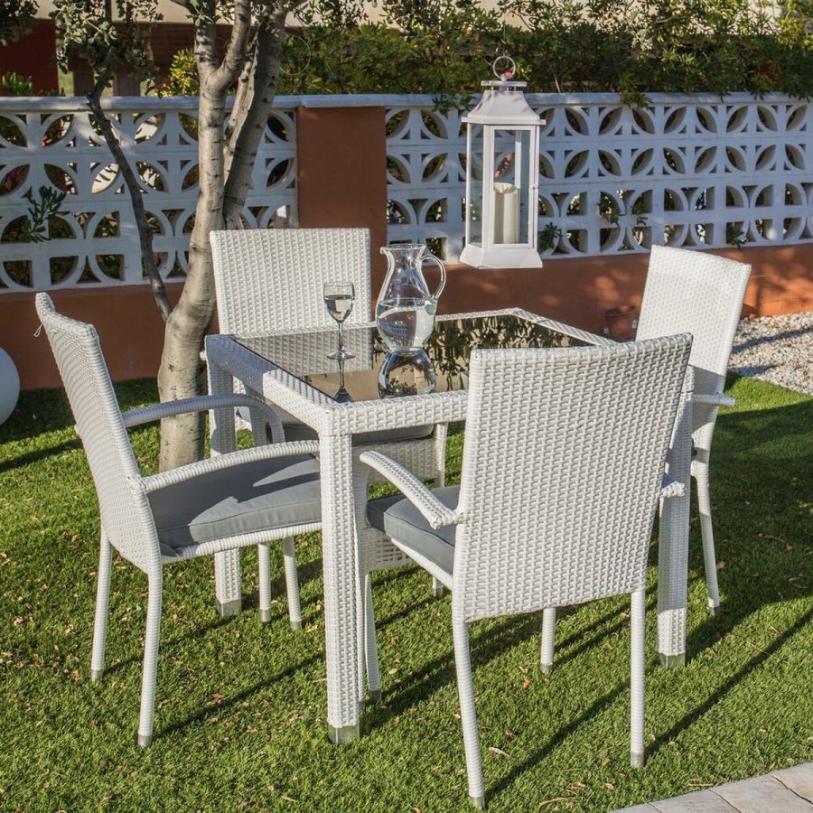 Spisebord Marlene Aluminium Krystal Spanskrr Hrdet glas 90 x 90 x 76 cm #2