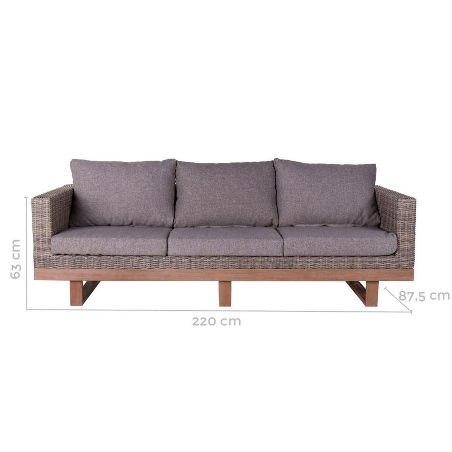 Havesofa Patsy Gr� Aluminium Spanskr�r Akacie 220 x 89 x 64,50 cm #2