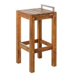 Taburet Norah Tr Rustfrit stl Akacie 40 x 40 x 80 cm Gr #1