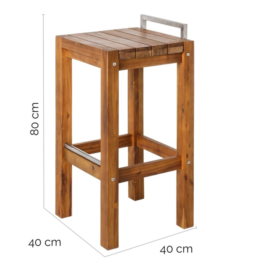 Taburet Norah Tr Rustfrit stl Akacie 40 x 40 x 80 cm Gr #13