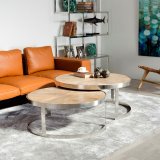 Sofabord Slvfarvet Natur 100 x 100 x 45 cm (2 enheder) #7