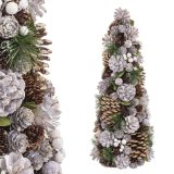 Juletr Hvid Gylden Plastik Foam Ananas 19 x 19 x 48,5 cm #1