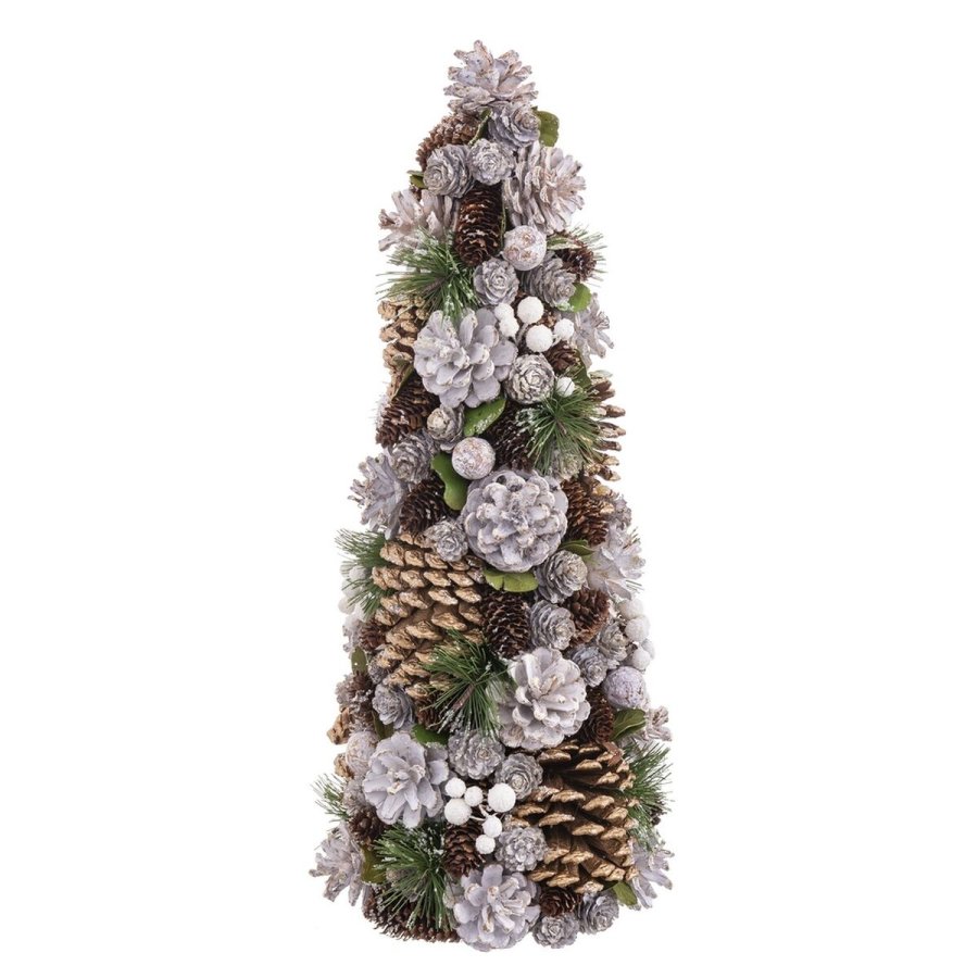 Juletr Hvid Gylden Plastik Foam Ananas 19 x 19 x 48,5 cm #13